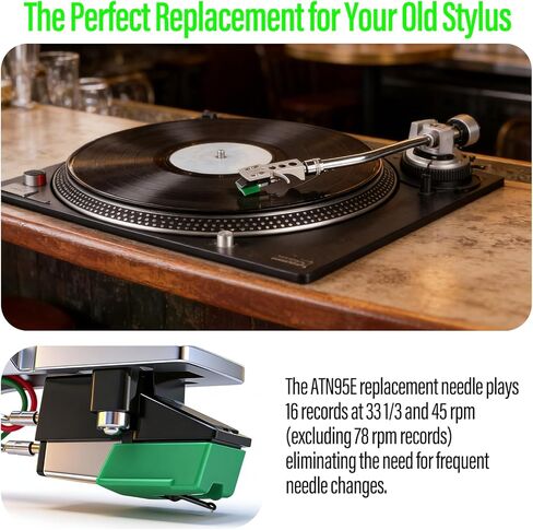 Pacify ATN95E Diamond Record Player إبر استبدال القلم المتوافق مع AT95E AT-LP120X AT93 AT3400 AT3450 مشغل القرص الدوار من الفينيل in Saudi Arabia