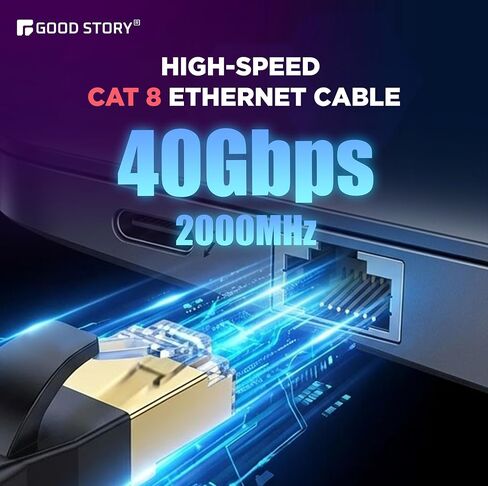 كابل إيثرنت بطول 50 قدمًا، كابل إيثرنت Cat 8 مع كابل إيثرنت عالي السرعة 40 جيجابت في الثانية 2000 ميجاهرتز، سلك توصيل كابل SFTP RJ45 LAN محمي للخدمة الشاقة لجهاز توجيه مودم للألعاب PC PS4/5/6 Xbox (GS50-CAT8-TX) in Saudi Arabia