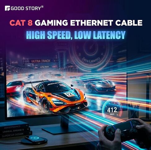 كابل إيثرنت بطول 50 قدمًا، كابل إيثرنت Cat 8 مع كابل إيثرنت عالي السرعة 40 جيجابت في الثانية 2000 ميجاهرتز، سلك توصيل كابل SFTP RJ45 LAN محمي للخدمة الشاقة لجهاز توجيه مودم للألعاب PC PS4/5/6 Xbox (GS50-CAT8-TX) in Saudi Arabia