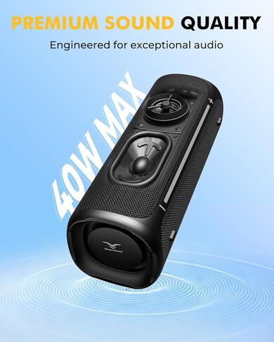 Portable Wireless Bluetooth Speaker, IP67 Waterproof Outdoor Speaker, Loud Bass, BT 6.0, 12H Playtime, RGB Colorful Lights, TWS Pairing & USB Playback, Rugged Built for Home, Beach, Pool Party, Shower in Saudi Arabia