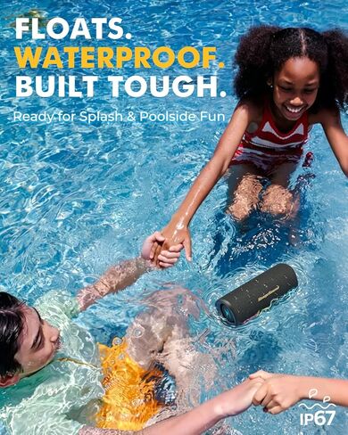 Portable Wireless Bluetooth Speaker, IP67 Waterproof Outdoor Speaker, Loud Bass, BT 6.0, 12H Playtime, RGB Colorful Lights, TWS Pairing & USB Playback, Rugged Built for Home, Beach, Pool Party, Shower in Saudi Arabia