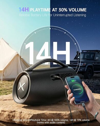 مكبر صوت بلوتوث محمول خارجي، ذروة 300 وات، جهير منخفض للغاية 35 هرتز، مقاوم للماء IPX6، ستيريو TWS، مشعات سلبية مزدوجة، شحن USB-C، بلوتوث 5.3 للتخييم والحفلات in Saudi Arabia