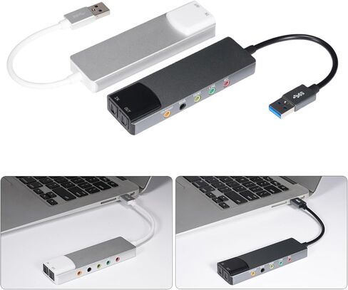 USB External Sound Card with Spdif Digital for 5.1 Surround Systems, Aluminum Body Optical Fiber Card in Kuwait
