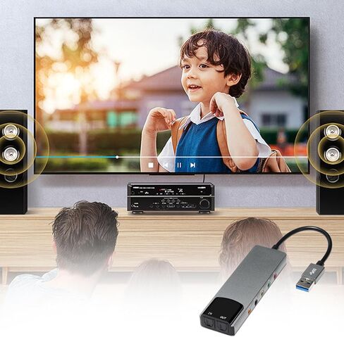 USB External Sound Card with Spdif Digital for 5.1 Surround Systems, Aluminum Body Optical Fiber Card in Kuwait