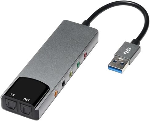 USB External Sound Card with Spdif Digital for 5.1 Surround Systems, Aluminum Body Optical Fiber Card in Kuwait