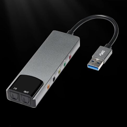 USB External Sound Card with Spdif Digital for 5.1 Surround Systems, Aluminum Body Optical Fiber Card in Kuwait