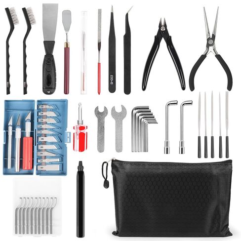 3D Printer - 64 Piece Tool Kit with Accessories - Essential 3D Printing Maintenance Equipment - Deburring Tool and Nozzle Cleaning Set - Metal Scraper and Organized Storage Bag in Saudi Arabia