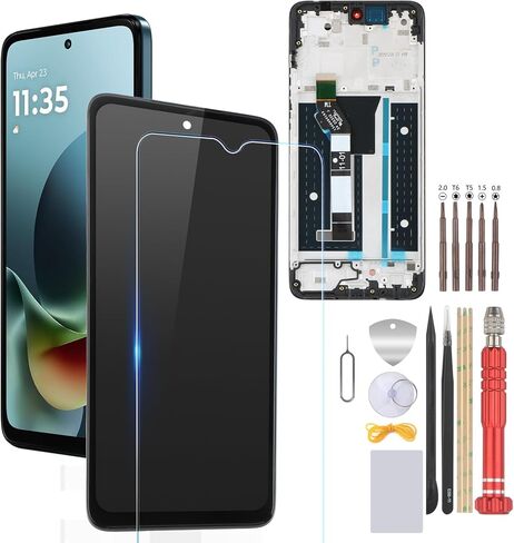 شاشة بديلة لهاتف Motorola Moto G Play 2026 5G LCD لشاشة Moto G Play 2026 5G 6.7 بوصة XT2615-1 XT2615-2 XT2615 ملحقات محول رقمي لشاشة LCD باللون الأسود (مع إطار) in Kuwait