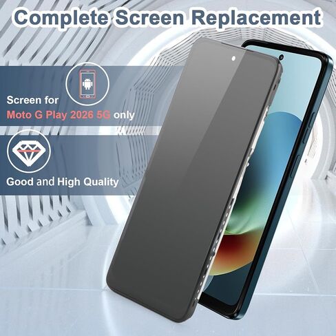 شاشة بديلة لهاتف Motorola Moto G Play 2026 5G LCD لشاشة Moto G Play 2026 5G 6.7 بوصة XT2615-1 XT2615-2 XT2615 ملحقات محول رقمي لشاشة LCD باللون الأسود (مع إطار) in Kuwait