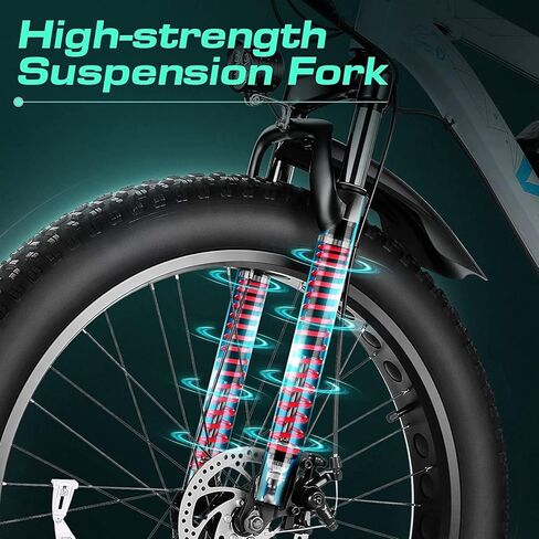 Vivi F26FUL Electric Bike Peak 1000W 26" x 4.0 Fat Tire Electric Bike with 48V 13Ah Removable Battery, 7Speed, Top 26Mph, Cruise Control, Up to 60 Miles, SGS Certified to UL2849 in Saudi Arabia