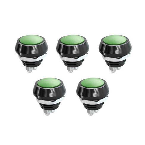 5Pcs Premium 12mm Aluminum Momentary PushButton Switch, 2 Pin Screw Terminal IP65 Waterproof Push Button Start Switch, Round Head Push Button (Blue) in Saudi Arabia