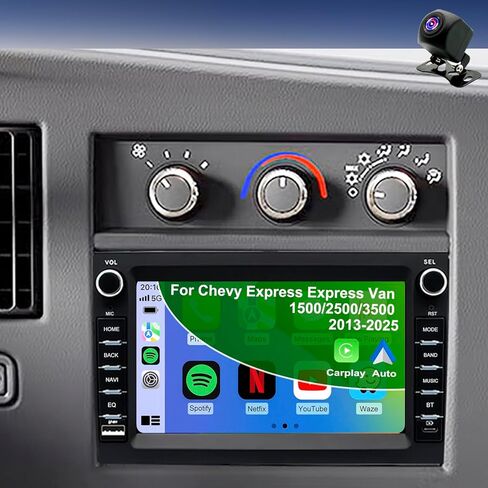 5GWifi ترقية راديو السيارة لسيارة Chevy Express Van 1500/2500/3500 2013-2025، Savana 2008-2025، GMC Sierra Silverado 1500/2500/3500 2007-2013، شاشة لمس 7 بوصات تطبيق Stereo Carplay Android Auto GPS FM Camera in Kuwait