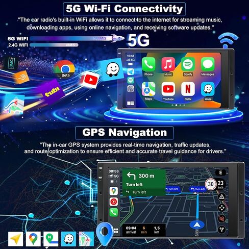 5Gwifi Upgrade Radio for Ford F150 1999-2003 F250/F350 1998-2004, Ranger 1998-2011, Expedition 1999-2002, E150/E250/E350 1999-2008, 6.8in Touchscreen Setero Apply Carplay Android Auto Bluetooth GPS FM in Saudi Arabia