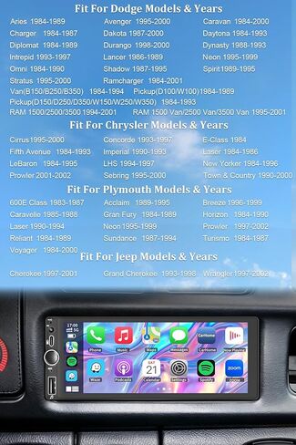 Plug&Play Car Stereo for Dodge Ram 1994-2001 /Dakota1987-2000 /Caravan 1984-2000 / Pickup D150 D250 D350 1984-1993/Town&Country 1990-2000/Grand Cherokee 1993-1998 Wireless CarPlay&Android Auto AM/FM in Saudi Arabia