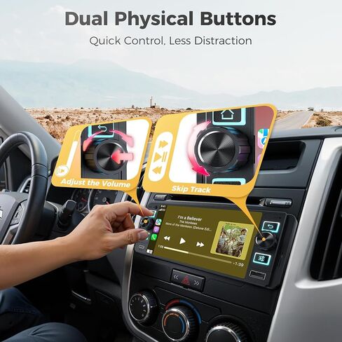 Single Din Car Stereo with Wireless Apple CarPlay and Android Auto, Single Din Touchscreen Radio Incell UHD Car Radio with 1080P Backup Camera, Mirror Link, Bluetooth 5.3, GPS, AM&FM, Type-C, EQ in Saudi Arabia