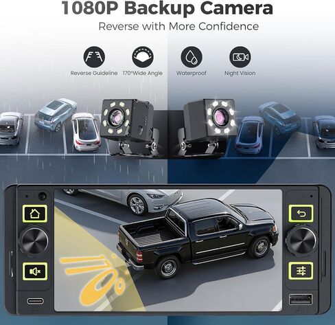 Single Din Car Stereo with Wireless Apple CarPlay and Android Auto, Single Din Touchscreen Radio Incell UHD Car Radio with 1080P Backup Camera, Mirror Link, Bluetooth 5.3, GPS, AM&FM, Type-C, EQ in Saudi Arabia
