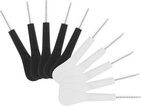 HANABASS 10pcs Crevice Cleaning Brush Set with Hard Bristles, Small Multifunctional Gap Scrub Brushes for Bathroom, Kitchen, Keyboard, Phone Speaker Cleaning, Black and White in Saudi Arabia