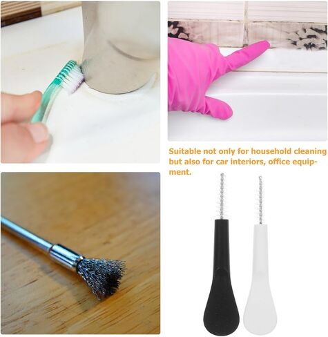 HANABASS 10pcs Crevice Cleaning Brush Set with Hard Bristles, Small Multifunctional Gap Scrub Brushes for Bathroom, Kitchen, Keyboard, Phone Speaker Cleaning, Black and White in Saudi Arabia