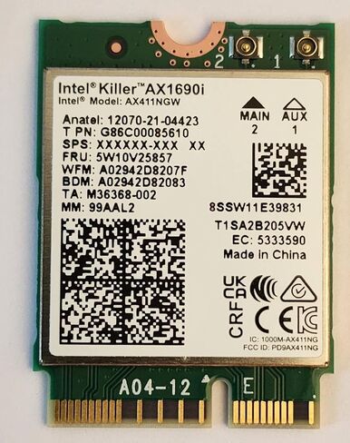 AX411ngw Ax411 Ax1690i Double Connect WiFi 6E CNVoi2 Tri Band 2.4 | 5 | & 6GHz DCT Wireless Card for Intel Killer chip Laptop in Saudi Arabia