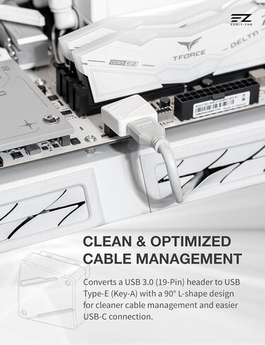 EZDIY-FAB USB 3.2 Gen 1/USB 3.0 Front Panel Header 19-Pin to Type-E 90 Degree Adapter, Motherboard Internal Header Adapter Converter-White-RVS in Saudi Arabia