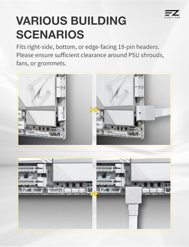 EZDIY-FAB USB 3.2 Gen 1/USB 3.0 Front Panel Header 19-Pin to Type-E 90 Degree Adapter, Motherboard Internal Header Adapter Converter-White-RVS in Saudi Arabia