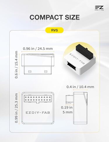 EZDIY-FAB USB 3.2 Gen 1/USB 3.0 Front Panel Header 19-Pin to Type-E 90 Degree Adapter, Motherboard Internal Header Adapter Converter-White-RVS in Saudi Arabia