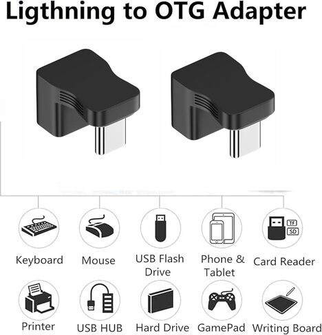 محول USB من النوع C، 180 درجة على شكل حرف U USB C OTG محول موسع ملحقات التصوير الفوتوغرافي المحمول المتوافقة مع قفص وحافظة هاتف iPhone 17 16 15 Samsung S25 Ultra، أقفاص تمديد الزاوية اليمنى in Kuwait