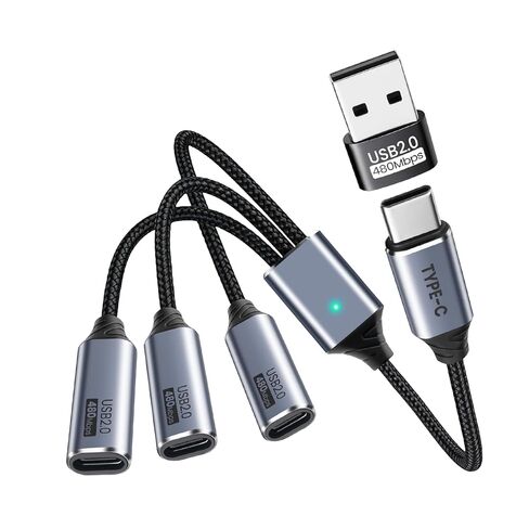 USB C Splitter 3 in 1 with USB A to C Adapter, USB C Male to Multi Type C Female Port Power Charging and Data Transfer Cable for Laptop Mac Flash Drive Keyboard Mouse in Saudi Arabia