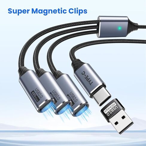 USB C Splitter 3 in 1 with USB A to C Adapter, USB C Male to Multi Type C Female Port Power Charging and Data Transfer Cable for Laptop Mac Flash Drive Keyboard Mouse in Saudi Arabia