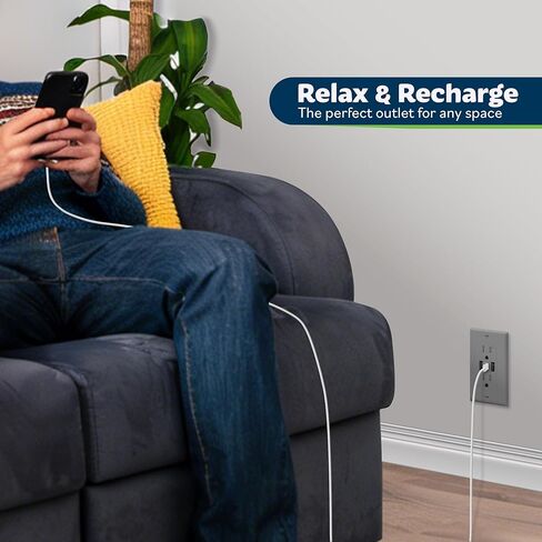 منفذ USB من TOPGREENER، منفذ جداري 3 منافذ من النوع C 3.6 أمبير 18 وات، مقبس 15 أمبير، منفذ طاقة شحن مع منافذ USB، متوافق مع سلسلة iPhone 17 والمزيد، مدرج في قائمة UL، TU21536AC3-2PCS، أبيض، عبوتان in Kuwait