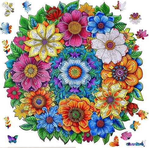 Wooden Jigsaw Puzzles-Hope Flower,200pcs,12.4x11.4in,Medium,Wooden Puzzles for Adults,Unique Shape Animal Adult Puzzles,Irregular Wood Puzzles Best Gift for Adults and Kids Family Gam in Saudi Arabia