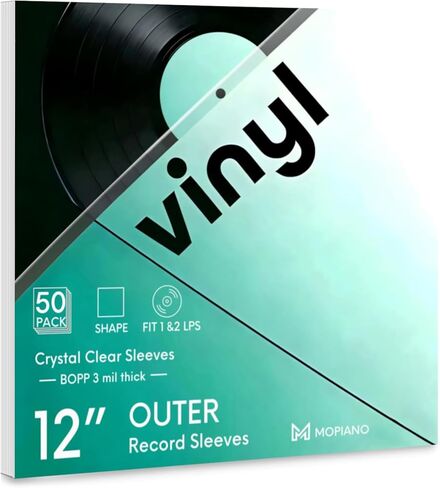 Mopiano 50x12" Outer Vinyl Record Sleeves 3 Mil,Crystal Clear Outer LP Album Covers 12.75"x12.75" Fit for Single & Double LPs,Protect Vinyl from Dust,Dirt & Scratches. in Saudi Arabia