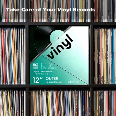 Mopiano 50x12" Outer Vinyl Record Sleeves 3 Mil,Crystal Clear Outer LP Album Covers 12.75"x12.75" Fit for Single & Double LPs,Protect Vinyl from Dust,Dirt & Scratches. in Saudi Arabia