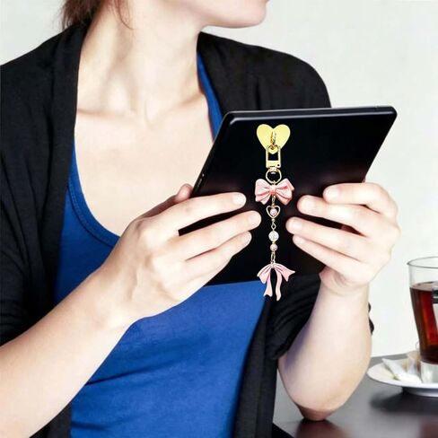 Charm Chain for Kindle, E-Reader Charms Chain with Dust Plug Type C Cute Gold Bow Decor Compatible with Kindle and Phone Keychain Decorating Accessories Bookish Gifts for Booklovers in Saudi Arabia