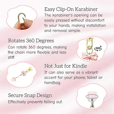 Charm Chain for Kindle, E-Reader Charms Chain with Dust Plug Type C Cute Gold Bow Decor Compatible with Kindle and Phone Keychain Decorating Accessories Bookish Gifts for Booklovers in Saudi Arabia