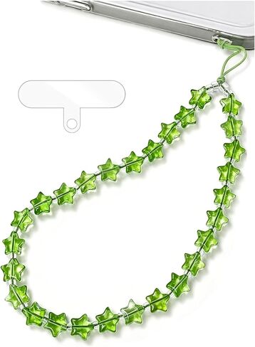 Star Phone Charm Wrist Strap, Beaded Lanyard Wristlet Chain, Anti-Theft Bracelet Strap for iPhone & More Cases (Green Star) in Saudi Arabia
