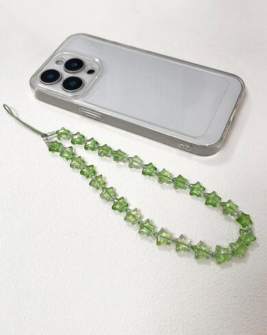 Star Phone Charm Wrist Strap, Beaded Lanyard Wristlet Chain, Anti-Theft Bracelet Strap for iPhone & More Cases (Green Star) in Saudi Arabia