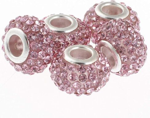 RUBYCA Big Hole Handmade Czech Crystal Slide Beads fit European Charm Bracelet (10pcs, Grey, 11mm) in Kuwait