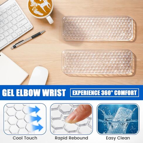 Relaxweex 2 Pack Gel Elbow Pads for Desk, 12 x 4 x 0.8 Inch Ergonomic Arm Rest Cushion, Non-Slip Desk Support for Elbow Wrist Forearm Pain Relief, Office Computer Gaming in Saudi Arabia