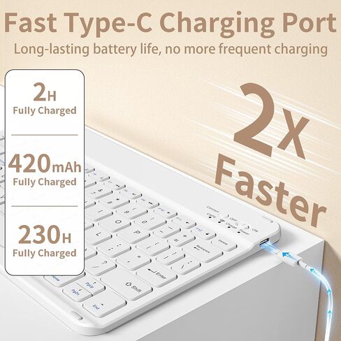 حافظة لجهاز iPad Air 8th/7th/6th 11 بوصة M4/M3/M2 (2026/2025/2024)، iPad Air 5th 4th Gen 10.9 بوصة مع لوحة مفاتيح 2022 2020، غطاء لوحة مفاتيح لاسلكي قابل للفصل مع حامل قلم رصاص، أبيض كريمي in Kuwait