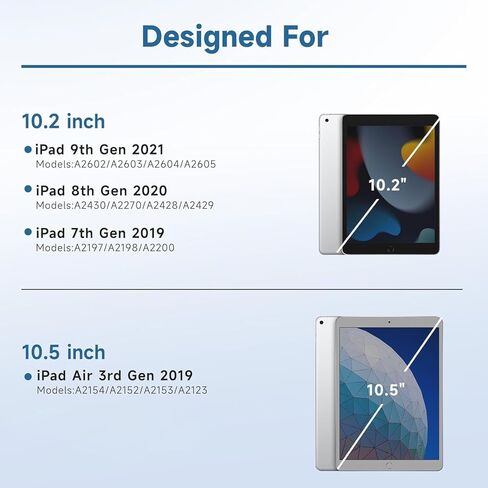 حافظة لوحة المفاتيح لجهاز iPad 9th/8th/7th Generation 10.2 بوصة 2021/2020/2019 وipad Pro 10.5 بوصة وipad Air 3 2019-لوحة مفاتيح قابلة للفصل بإضاءة خلفية 360 درجة مع حامل قلم علوي - (أسود) in Kuwait