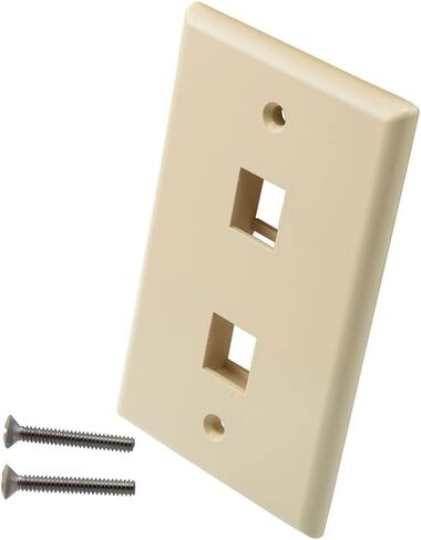 لوحة حائط NavePoint Snap-In Keystone Jack Flush Mount، ABS، 2 منفذ، عاجي، 10 عبوات in Kuwait