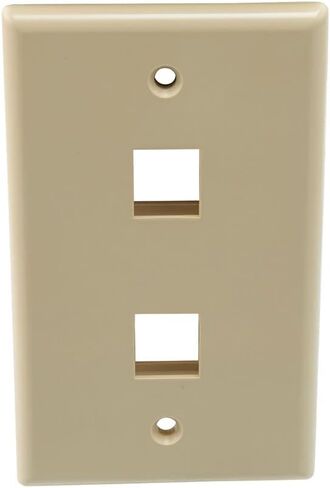 لوحة حائط NavePoint Snap-In Keystone Jack Flush Mount، ABS، 2 منفذ، عاجي، 10 عبوات in Kuwait