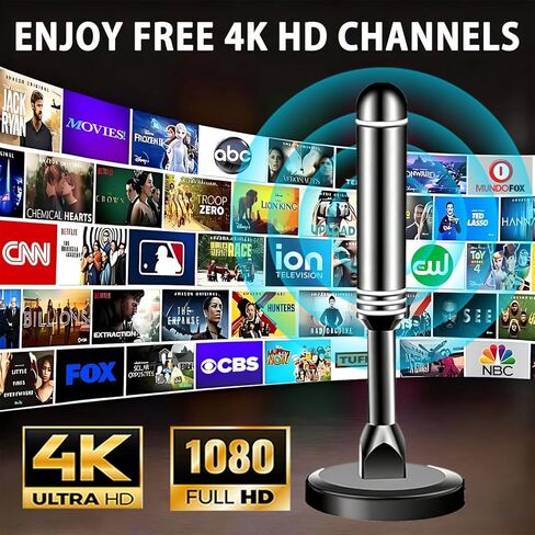 2026 Digital Antenna for Smart TV, Long Range HD Digital TV Antenna Indoor, Antennas for Local Channels with Strong Magnetic Base, Support 4K 1080p HDTVs-10ft Coaxial Cable in Saudi Arabia