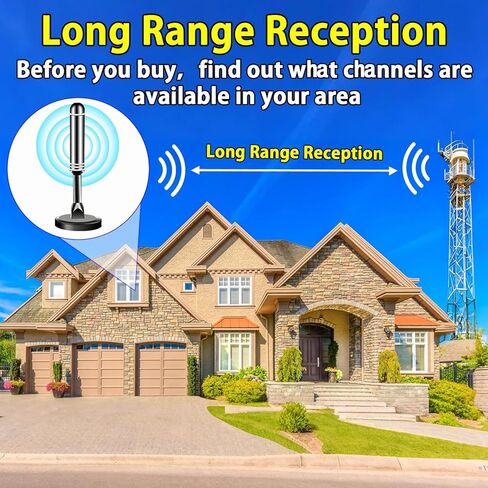2026 Digital Antenna for Smart TV, Long Range HD Digital TV Antenna Indoor, Antennas for Local Channels with Strong Magnetic Base, Support 4K 1080p HDTVs-10ft Coaxial Cable in Saudi Arabia