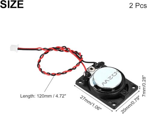 2 Pcs 2W 8 Ohm Small Speakers Metal Shell Square Internal Micro Magnet Speaker with 120mm Terminal Wire for Mini Speakers DVD EVD Multimedia Mobile Portable Advertising Machine in Saudi Arabia