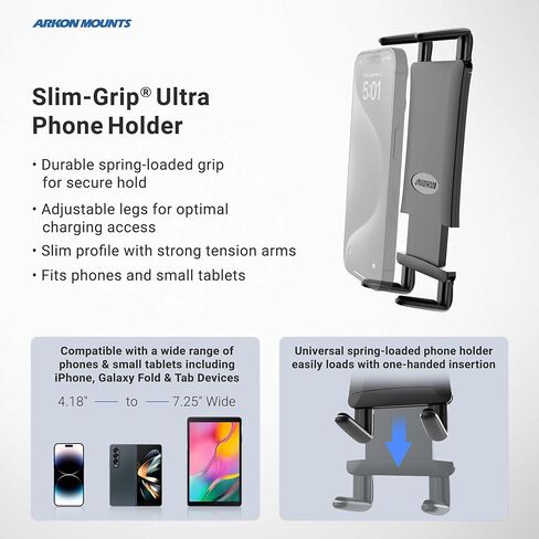 حامل كمبيوتر لوحي متوسط ​​الحجم من ARKON للخدمة الشاقة لجهاز Galaxy Tab 4 3 7.0 8.0 Tab S iPad mini للبيع بالتجزئة باللون الأسود (SM6HD005) in Saudi Arabia