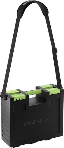 Gamegenic Game Castle - All-in-One Double-Sided Storage Case for Cards and Gaming Accessories, 19 Removable Trays in 5 Sizes, Ideal for Cards, Tokens, Dice and Tools, Black/Green Color, Made in Saudi Arabia