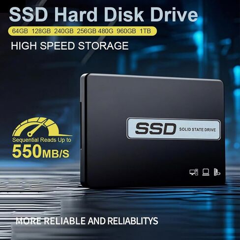 SATA III SSD 64G 2.5'' /7mm Internal Solid State Drive, Upgrade PC or Laptop Memory and Storage, up to 550MB/s for IT Pros, Creators, Everyday Users in Saudi Arabia