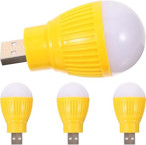 STOBAZA 4pcs USB LED Mini Light Bulbs, Yellow USB LED Night Lights for Home and Car, Compact Emergency and Desk Lamps Soft Glow in Saudi Arabia